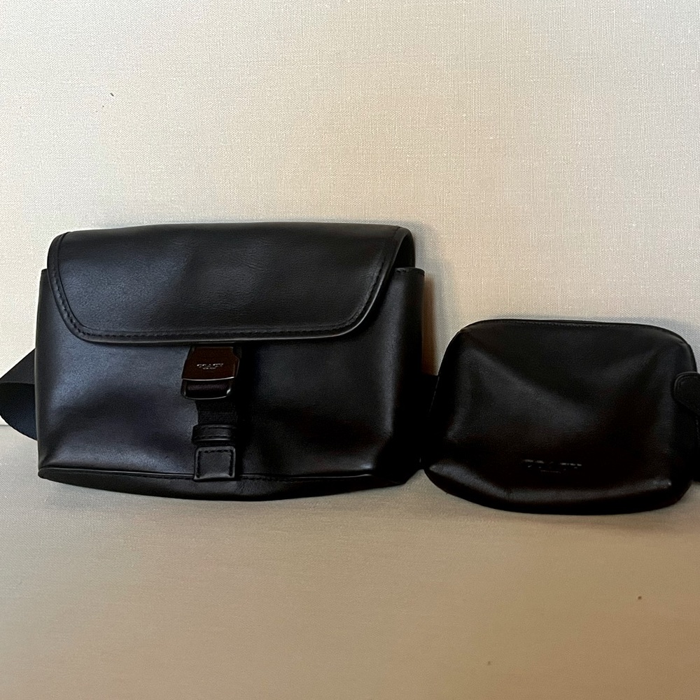 Coach Black Leather Belted Bag